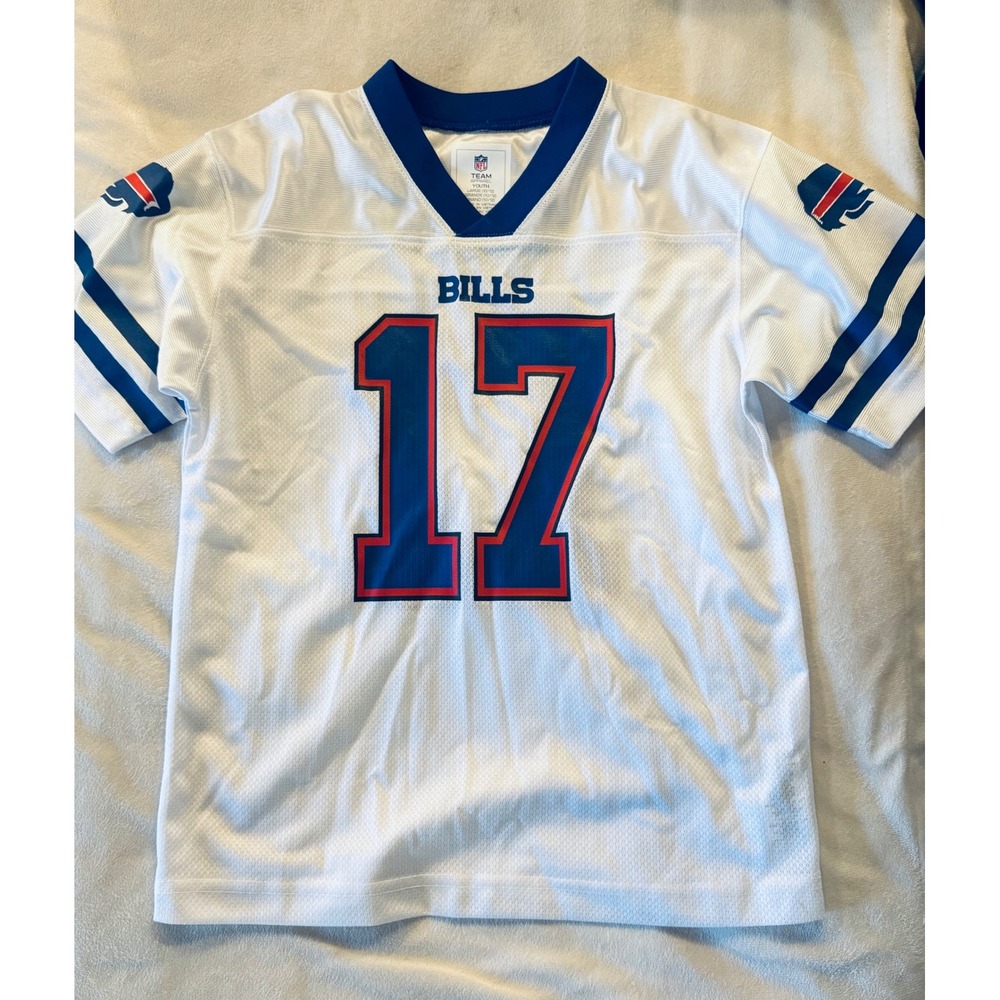 NFL Team Apparel Buffalo Bills Josh Allen 17 Youth Large 10/12 White Jersey